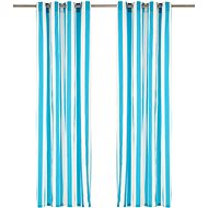 Curtains with Metal Rings 2 pcs Textile 140 x 245cm Blue Stripes - Drape