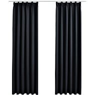 Blackout Curtains with Hooks 2 pcs Black 140 x 175cm - Drape