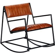 Brown Genuine Leather Rocking Chair - Armchair