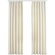 Blackout Curtains with Hooks 2 pcs Velvet Cream 140 x 175cm - Drape