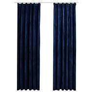 Blackout Curtains with Hooks 2 pcs Velvet Dark Blue 140x175cm - Drape