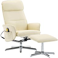 Massage reclining chair with creamy faux leather footrest - Massage Chair