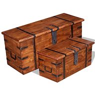 Sada úložných truhel masivní dřevo - Lavice