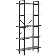 Knihovna s 5 policemi, tmavé dřevo, DARBY, 247982 - Shelving Unit