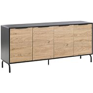 Čtyřdveřová černá komoda světlé dřevo ARKLEY, 244089 - Komoda