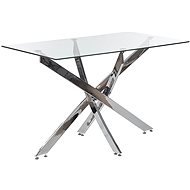 Jedálenský stôl so sklenenou doskou 120 × 70 cm strieborný MARAMO, 312633 - Jedálenský stôl