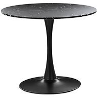 Kulatý jídelní stůl 90 cm s mramorovým efektem černý BOCA, 312124 - Jídelní stůl