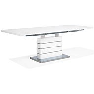 Rozkladací biely jedálenský stôl so základňou z nerezovej ocele 180/220 × 90 cm HAMLER, 127843 - Jedálenský stôl