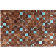 Hnědý kožený patchwork koberec 160x230 cm ALIAGA, 41430 - Koberec