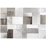 Kožený koberec patchwork hnědo šedáý 160 x 230 cm PERVARI, 200898 - Koberec