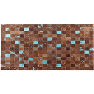 Hnědý kožený patchwork koberec 80x150 cm ALIAGA, 41431 - Koberec