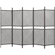 5-piece Screen Polyrattan Brown 300 x 200cm - Room Divider