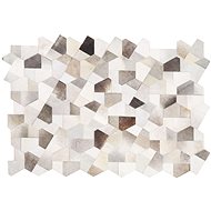 Kožený koberec patchwork 140 x 200 cm šedý a béžový VARTO, 237751 - Koberec