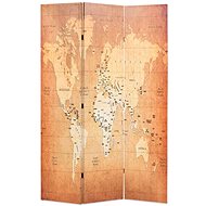 Folding Screen 120 x 170cm Yellow World Map - Room Divider
