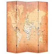 Folding Screen 160 x 170cm World Map Yellow - Room Divider