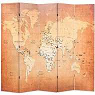 Folding Screen 200 x 170cm World Map Yellow - Room Divider