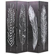 Folding Screen 160 x 170cm Black and White Feathers - Room Divider
