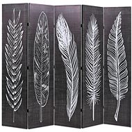 Folding Screen 200 x 170cm Black and White Feathers - Room Divider