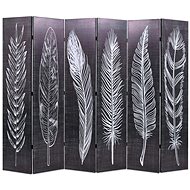 Folding Screen 228 x 170cm Black and White Feathers - Room Divider