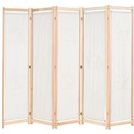 5-piece Cream Screen 200 x 170 x 4cm Textile - Room Divider
