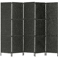 5-piece Screen Black 193 x 160cm Water Hyacinth - Room Divider