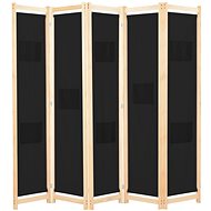 5-piece Screen Black 200 x 170 x 4cm Textile - Room Divider