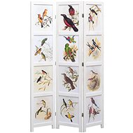 3-piece Screen White 105 x 165cm Birds - Room Divider