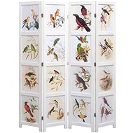 4-piece Screen White 140 x 165cm Birds - Room Divider