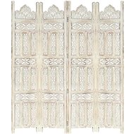 Hand-carved 4-piece Screen White 160x165 Solid Mango - Room Divider