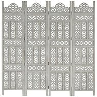 Hand-carved 4-piece Screen Grey 160x165 Solid Mango Wood - Room Divider