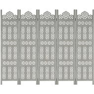 Hand-carved 5-piece Screen Grey 200x165 Solid Mango - Room Divider