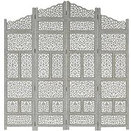 Hand-carved 4-piece Screen Grey 160x165 Solid Mango - Room Divider