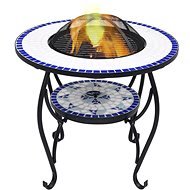Mozaikový stolík s ohniskom modro-biely 68 cm keramika - Ohnisko