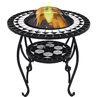 Mosaic Table with Fireplace Black and White 68cm Ceramic - Fireplace
