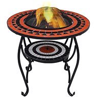 Mozaikový stolík s ohniskom terakotovo-biely 68 cm keramika - Ohnisko