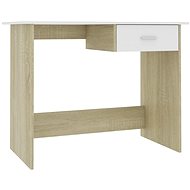 Psací stůl bílý a dub sonoma 100 x 50 x 76 cm dřevotříska - Desk