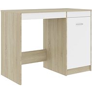 Psací stůl bílý a dub sonoma 100 x 50 x 76 cm dřevotříska - Desk