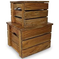 2-piece Set of Storage Boxes made of Solid Recycled Wood - Storage Box