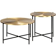 2-piece MDF table set with brass finish - Side Table