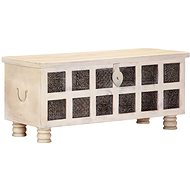 Storage Box White 110 x 40 x 45cm Solid Acacia Wood - Storage Box