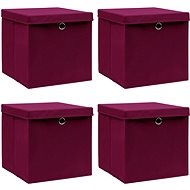 Storage Boxes with Lids 4 pcs Dark Red 32 x 32 x 32cm Textile - Storage Box
