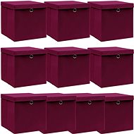Storage Boxes with Lids 10 pcs Dark Red 32 x 32 x 32cm Textile - Storage Box