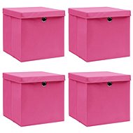 Storage Boxes with Lids 4 pcs Pink 32 x 32 x 32cm Textile - Storage Box