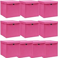 Storage Boxes with Lids 10 pcs Pink 32 x 32 x 32cm Textile - Storage Box