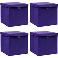 Storage Boxes with Lids 4 pcs Purple 32 x 32 x 32cm Textile - Storage Box