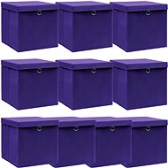 Storage Boxes with Lids 10 pcs Purple 32 x 32 x 32cm Textile - Storage Box