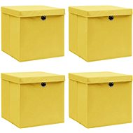 Storage Boxes with Lids 4 pcs Yellow 32 x 32 x 32cm Textile - Storage Box