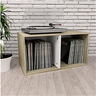 Storage Box for LP Records White and Sonoma Oak 71x34x36cm Chipboard - Bookshelf