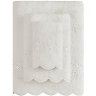 Soft Cotton Towel Silvia with lace 50×100cm, cream - Towel