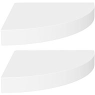 Shumee plávajúce rohové 2 ks biele 25×25×3,8 cm MDF, 323896 - Polica